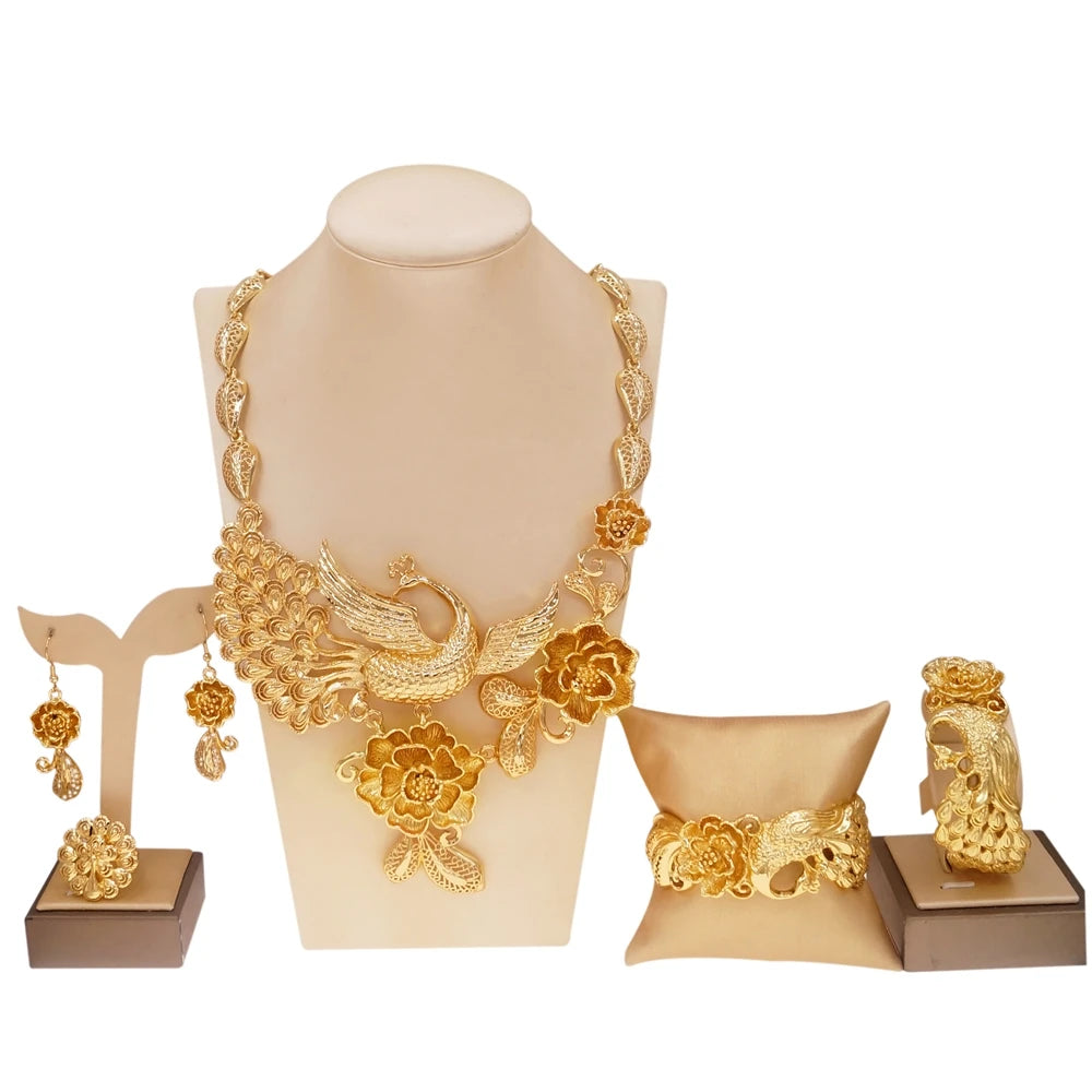 Zhuerrui Exquisite Necklace Jewelry Set High Quality Gold Wedding Jewelry Italian Costume Accessories Jewelry Sets HH19061103