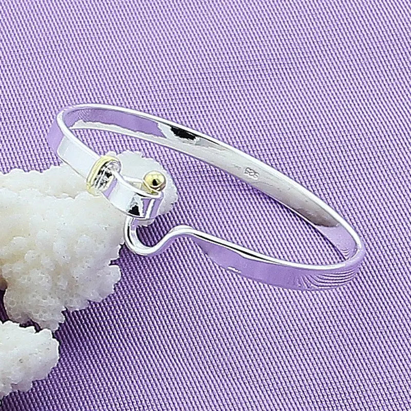 REBEL Simple Fish bracelet, Geometric Inlay, Silver-Glossy Fashionable Jewelry