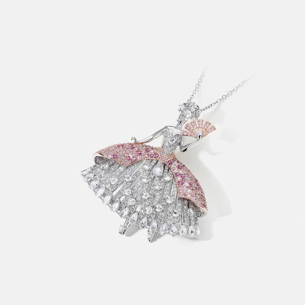 MUSHAN Jewelry Factory S925 Sterling Silver Dancing Girl Brooch Party Wedding Gift Light Luxury Electroplated Real Gold High