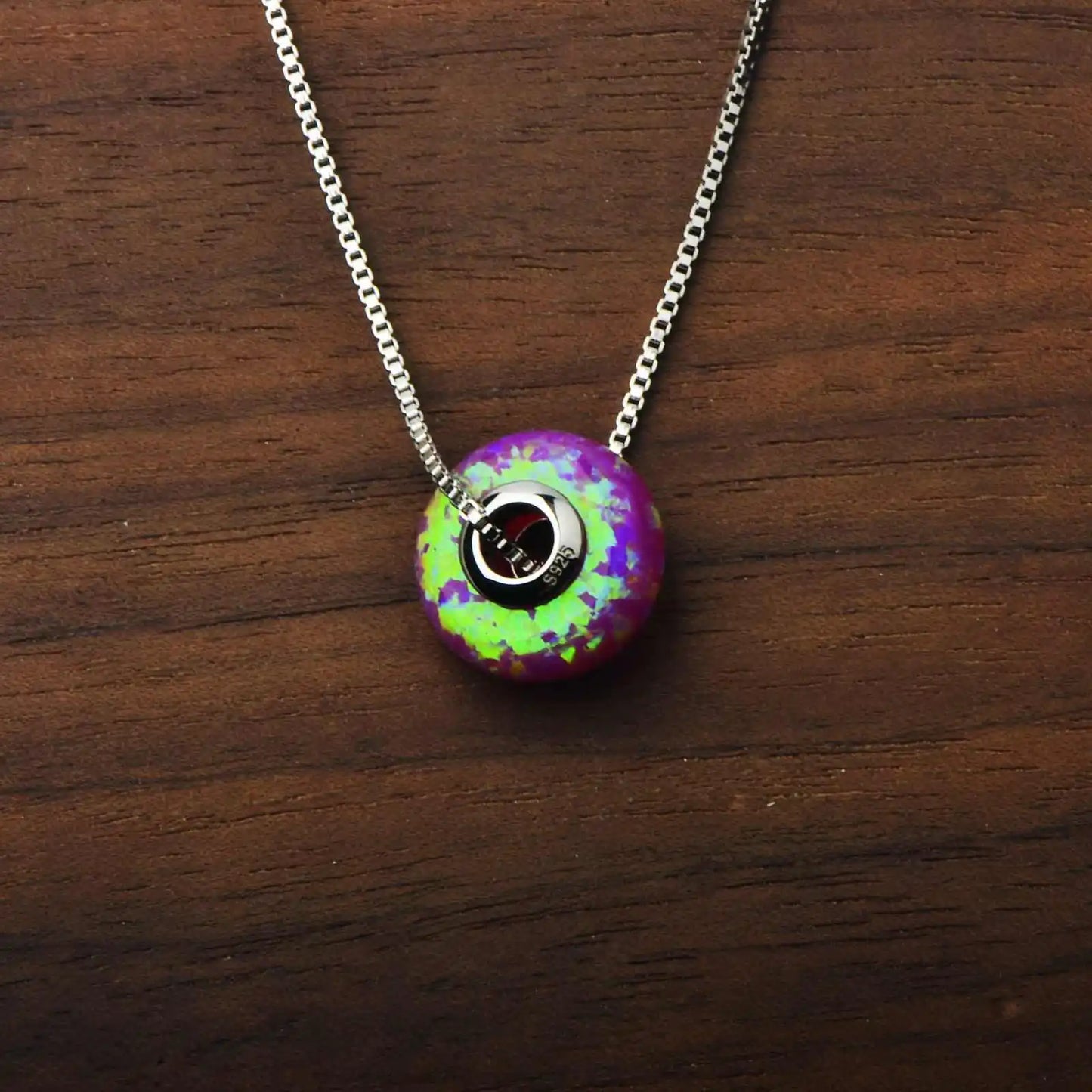 TikTok & Ins Fashionable Sporty Brass Copper Alloy Round Shape Opal Pendant Necklace for Party