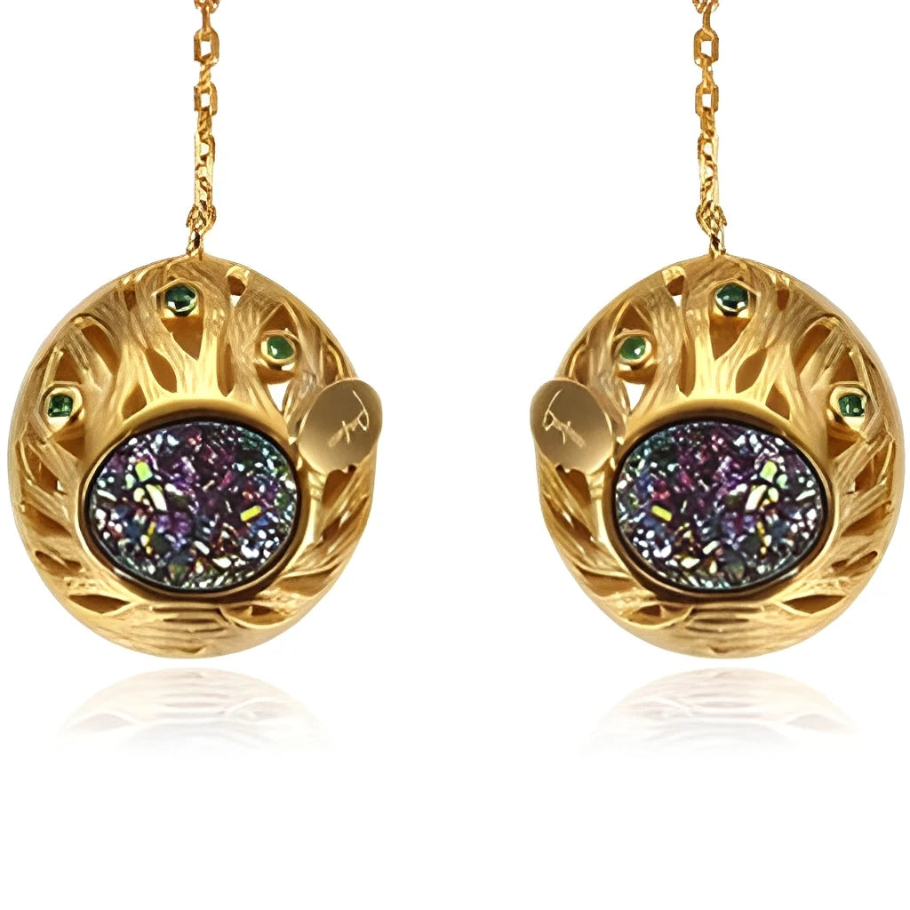 18k Gold Lovely Charm Handmade 925 Silver Dangle Gold Plated Long Hanging Dangle Earrings