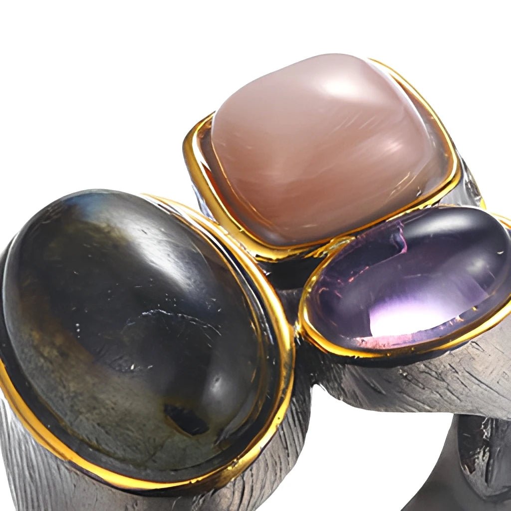 SASSARRI Natural Amethyst Ring | 925 Sterling Silver Designer Gemstone Ring