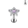 ASTM F136 Titanium Helix Earring Labret 16G Star Shape CZ Paved Internal Thread Punk Style Nose Studs Piercing Jewelry Wholesale