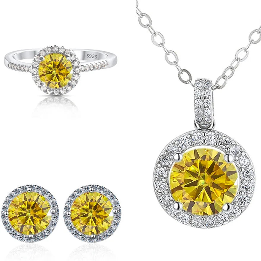 SPECIAL OFFER -REDheart Color Moissanite Party Jewelry Set for Women Necklace Ring Earrings S925 Sterling Silver with GRA Certificate
