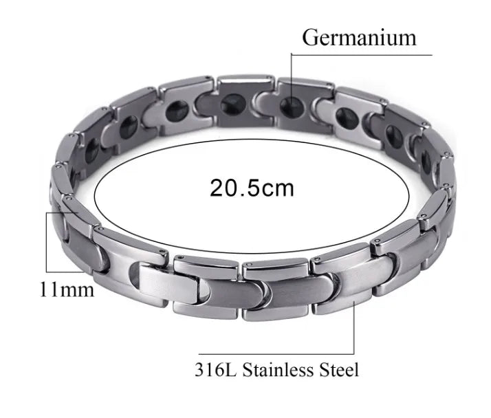 REBEL FASHIONISTA Hot Sale 99.999% Germanium Titanium Stainless Steel Health Energy Bracelet for Anniversaries