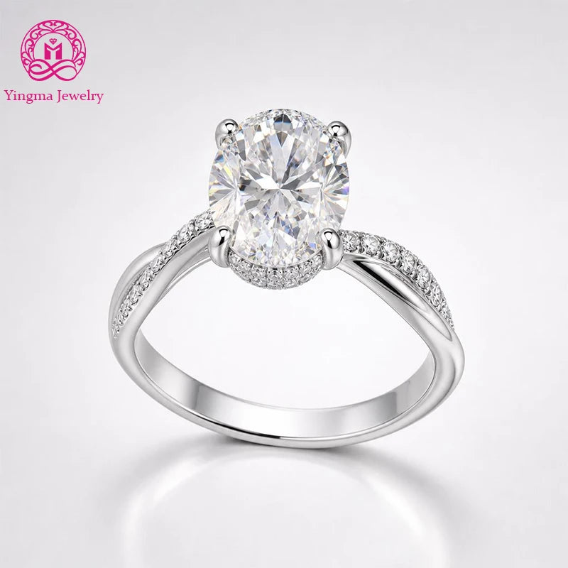 Gioiellieri Luxuriant Oval Cut 2Carat D VVS2 Lab Grown Diamond Ring 9K 10K 14K 18K White/Yellow/Rose Gold PT950 Twisted Shank Promise Ring