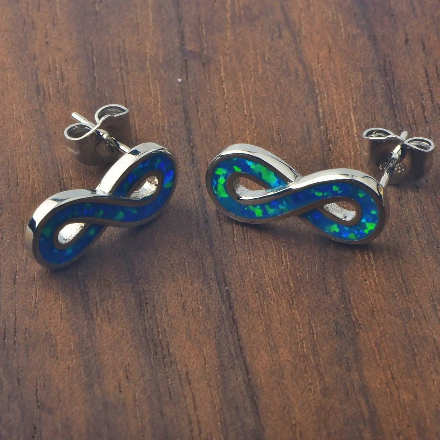 Endless Charm Blue Opal Silver Plated Geometric Christian Bohemian Stud Earrings Hawaiian Viral Jewelry TikTok Hot Seller