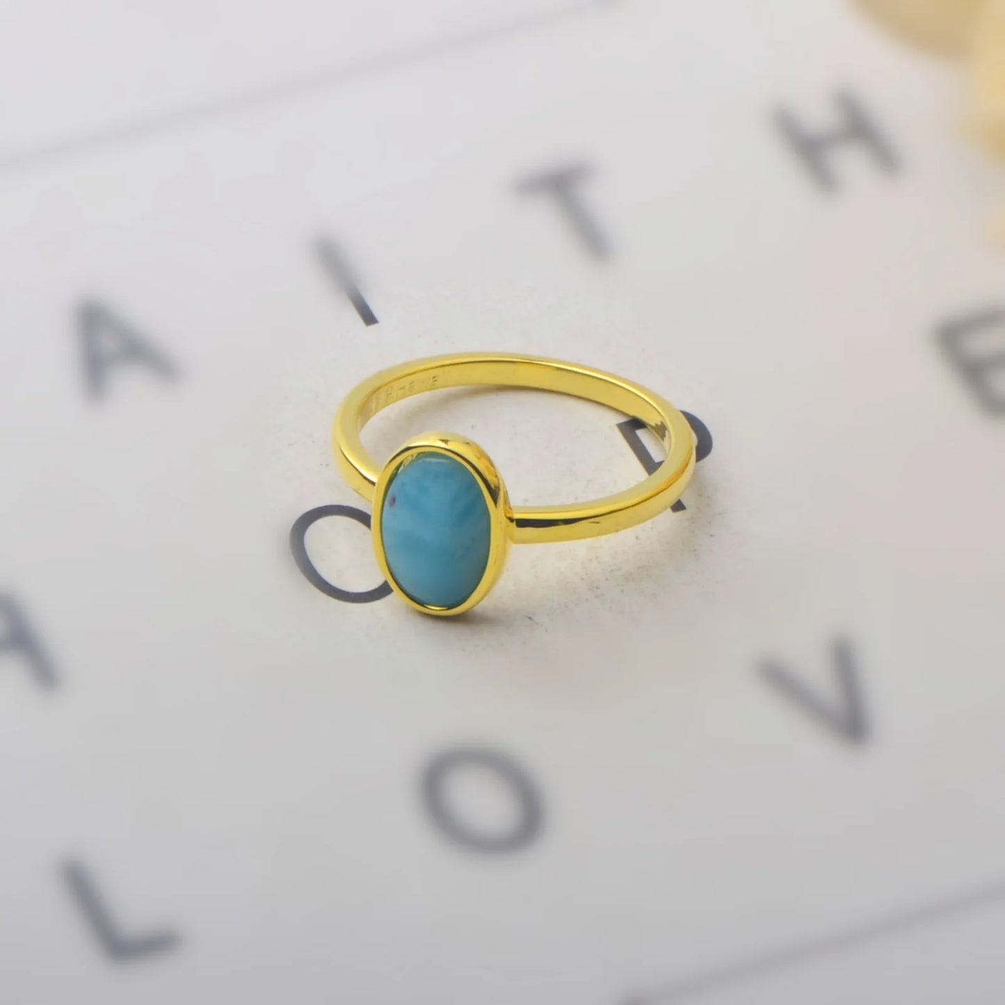 Flower-Shaped Turquoise Oval Ring | Iridescent Gem Inlay Band | Modern Silver/Gold Plated Women's Trendy Fashion Jewelry