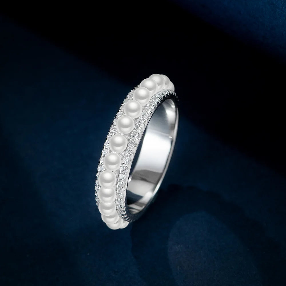 Silverelli | 925 Silver 2.5mm Minimalist Beaded Wedding Band Ring | Platinum Plated | Sizes 4-12