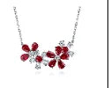 Gemfiori 925 Silver Jewelry Sterling Diamond Flowers Pendant Synthetic Sapphire Necklace for Her Birthday Gift Affordable Trendy