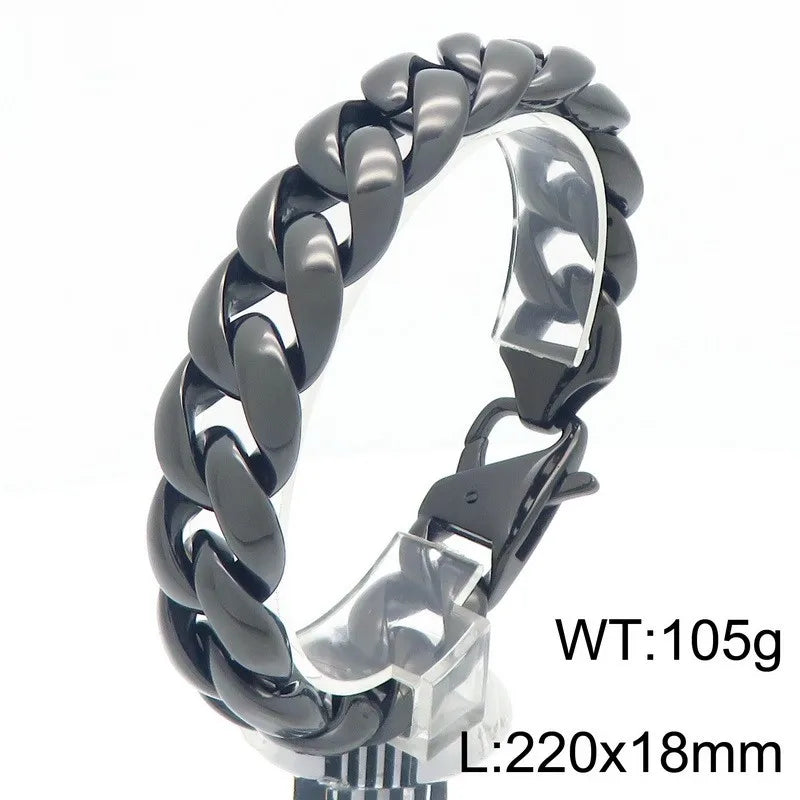 KALEN Fine Jewelry Fashion Bracelets Men Stainless Steel Polished Classic Cuban Links Bracelet Bangle
