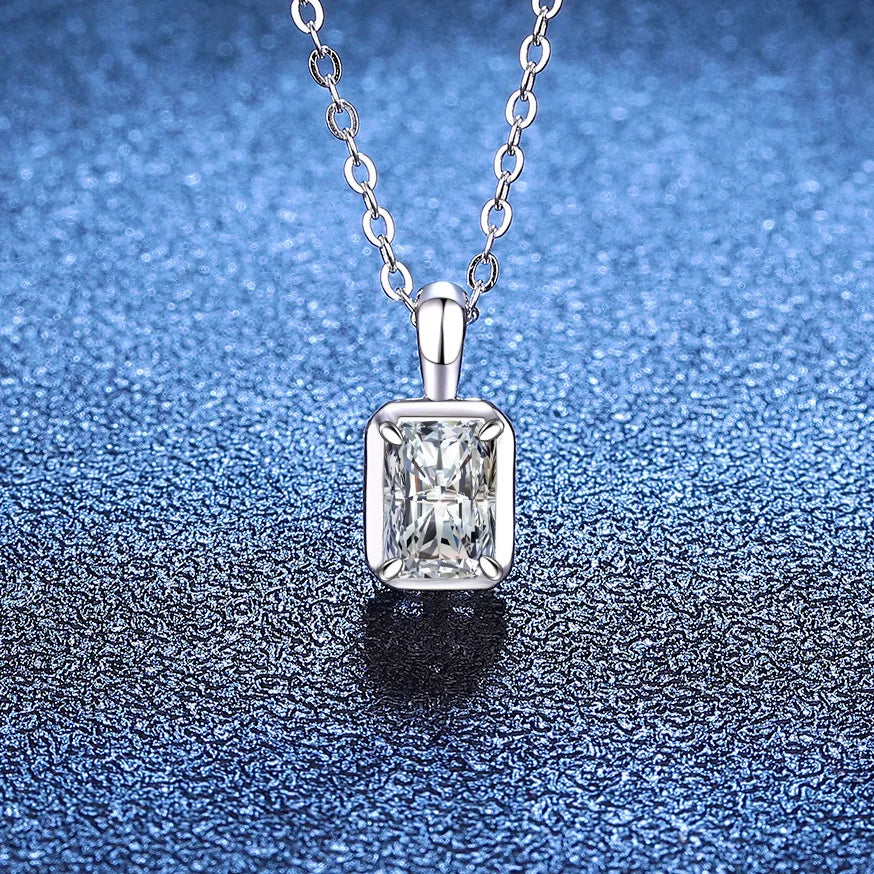 Grade D 1ct /2ct Moissanite Lab Grown Emerald Ruby Sapphire Necklaces 925 Sterling Silver Jewelry Pendant Necklace Women