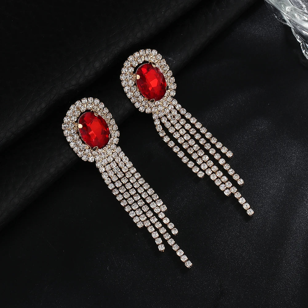 Classic Colorful Crystal Jewelry Micro Pave CZ Stones Sparkling Brass Earrings for Women for Parties and Gifts