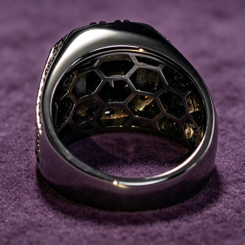 NEWLiFE BiG-BOSS Iced Out Moissanite Ring in Silver Plated for Men | Designer Hip-Hop Jewellery