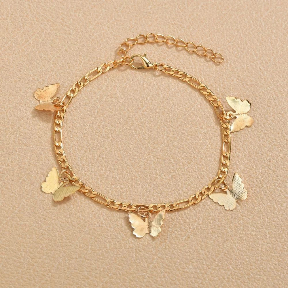 Wholesale Cuban Link Anklet Chain Anklet Butterfly Pendant Anklet for Women