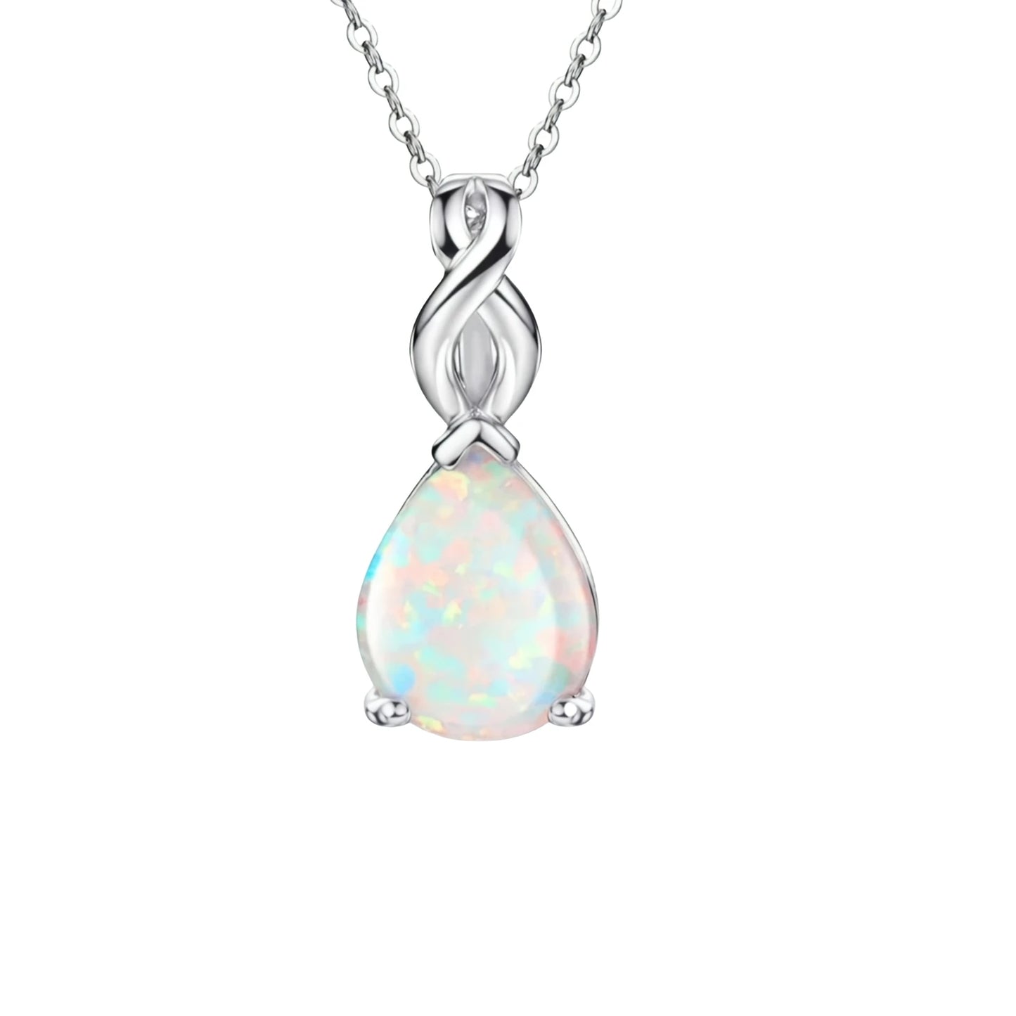 Teardrop Opal Pendant | Twisted Silver Fashion Necklace