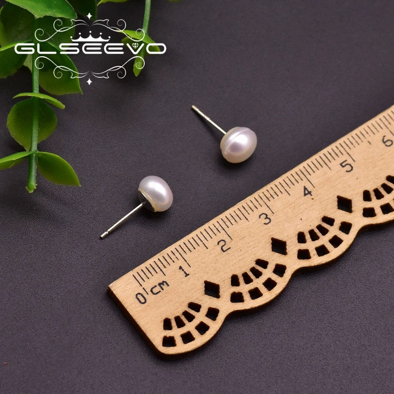 Fresh Water Small Pearl Stud Earrings for Daughter Girls Party Women Minimalism 925 Sterling Silver Jewelry