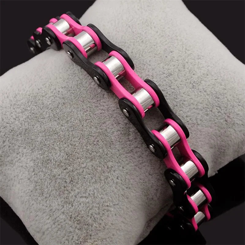 REBEL Stainless Steel Punk Style Geometric Chain Link Bracelet Rock Roll Motorcycle Bicycle Styles Matte Finis