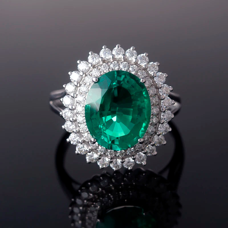 Gemfiori Messi Jewelry European and American White Gold Jewelry Women Man 4CT Egg Emerald Custom Engagement and Wedding Ring
