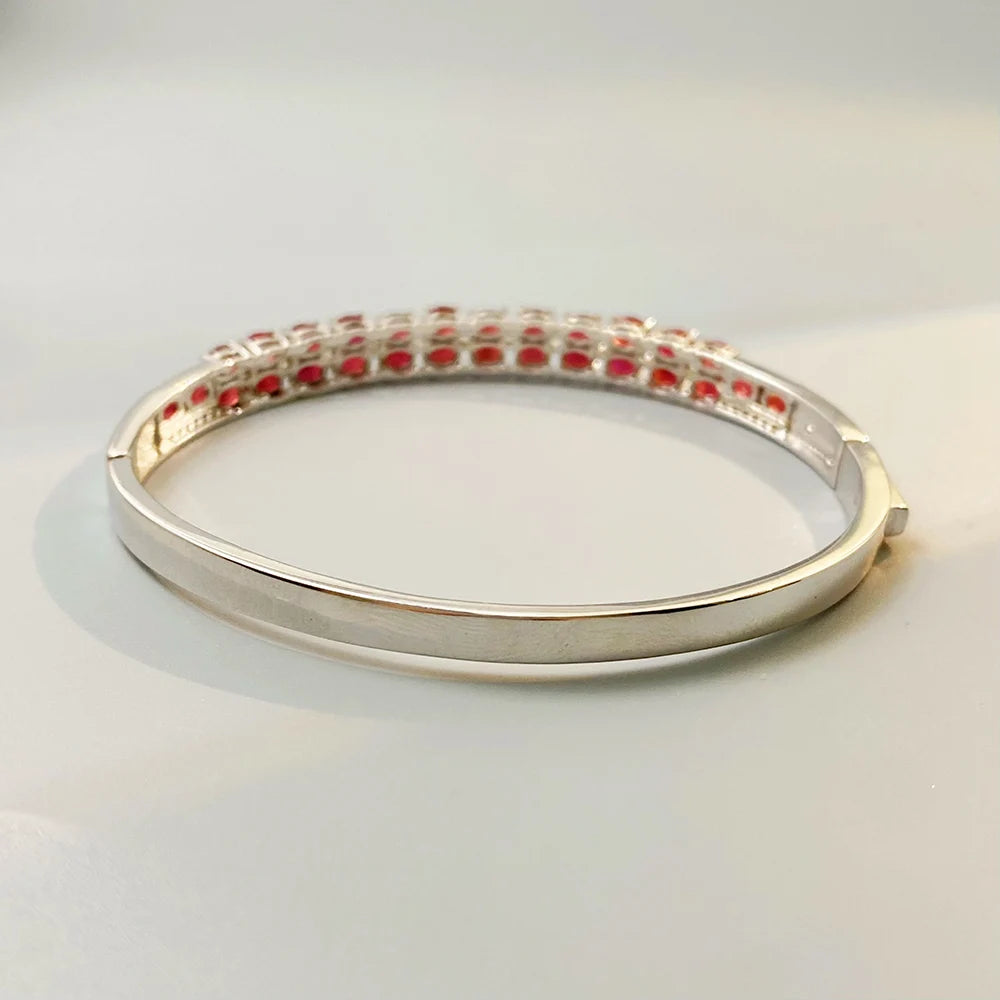 Gioiellieri Ruby Bracelet with Natural Red Gemstone for Women S925 Sterling Silver Fine Jewelry Adjustable Chain Bangle Anniversary Present