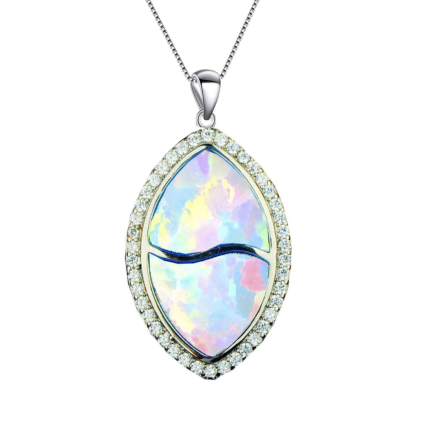 Aobao Trendy Blue Opal Christian Copper Link Chain Necklace New Design Pendant European American Fashion Jewelry