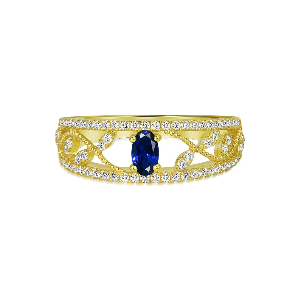 SILVERELLI 0.5ct Openwork Geometric Diamond Ring | S925 Sterling Silver | Platinum Plated | Sizes 4–11 | Red & Blue