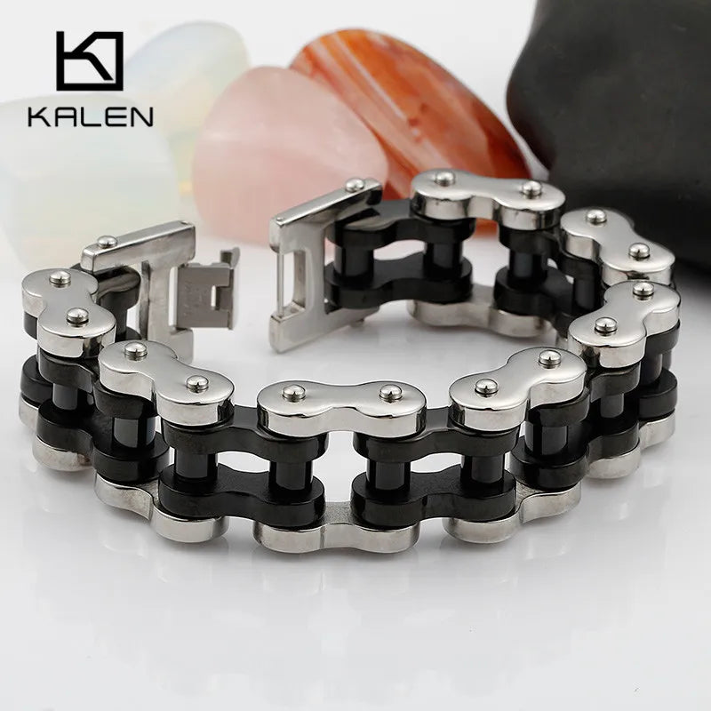 VIKING Mens Heavy Chunky Motorcycle Chain Bracelet – Silver Stainless Steel
