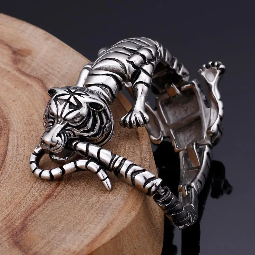 KALEN Hip Hop Crocodile Tiger Leopard High Quality Stainless Steel Bracelet for Men KB104111-BD