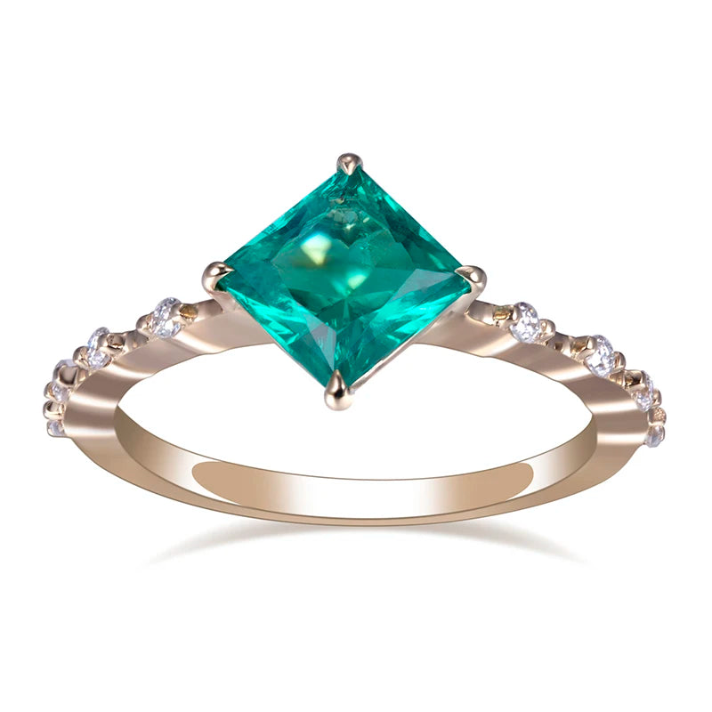 MS-607 18k Gold Custom Elegant Women Fashion Jewelry Sample Style Square Emerald Ring