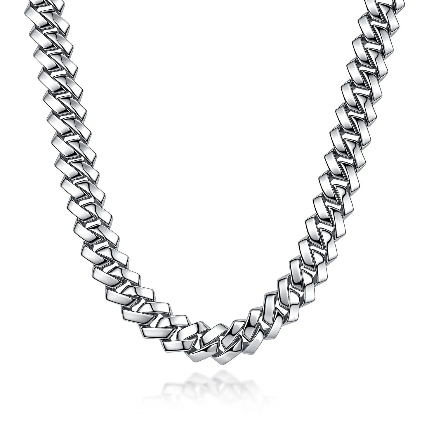 Plain Polished 925 Sterling Silver Hiphop Jewelry Moissanite 8/10/12/14/16mm Cuban Link Chain Necklace with Bracelet Chain Set