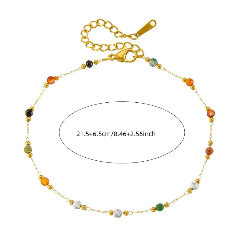 Gold Beaded Chain Necklace, Bracelet & Anklet Jewellery Set | Boho Fashion Set