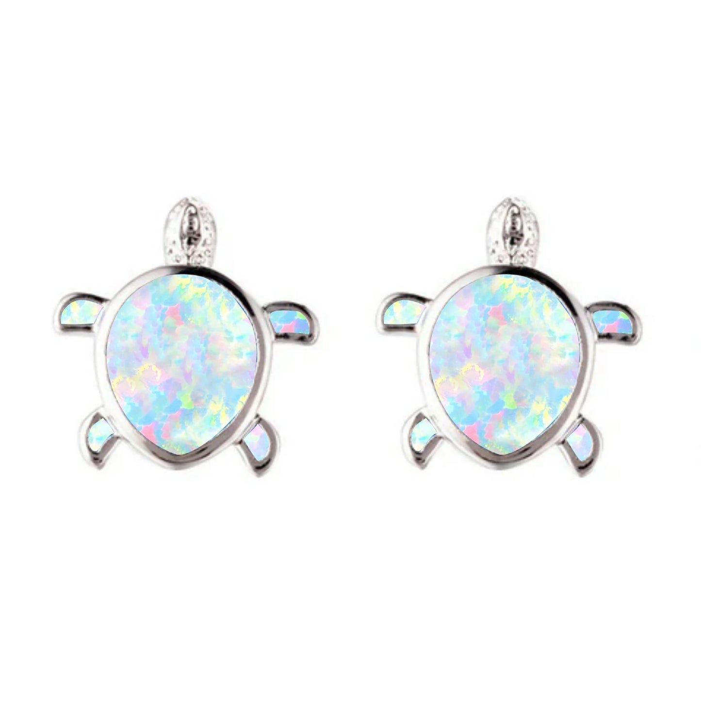 Aobao Style Water Drop-shaped Alloy Sea Turtle Earrings Opal Studs Cute Girls' Gem Jewelry