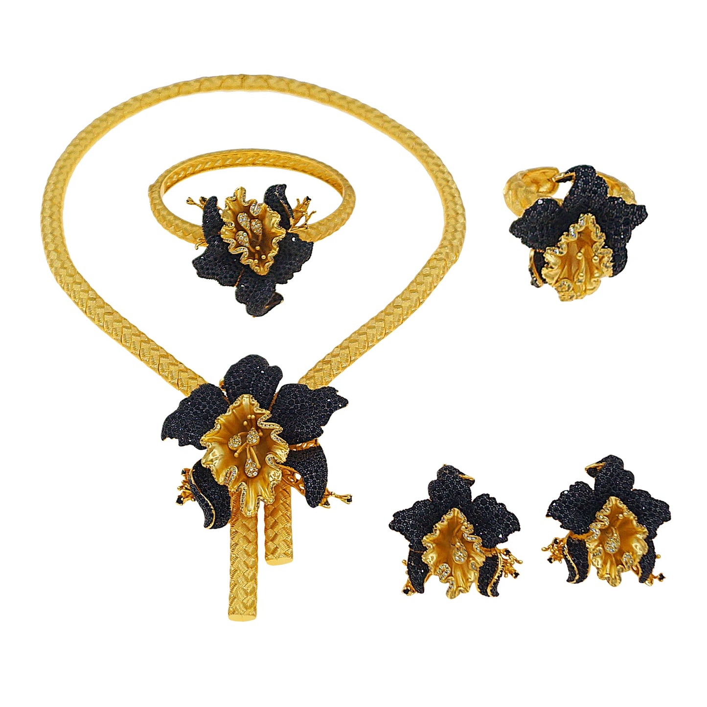 Zhuerrui New Design Sense Jewelry Set American High-end Diamond Series Ladies Classic Inheritance Wedding Four SetsHZ25012219