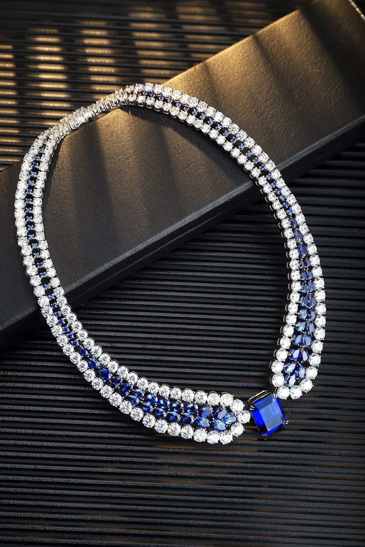Gemfiori Anster AAA Luxury Gemstone Necklace Sapphire Stone Fashion Jewelry Necklaces for Women Earrings Jewelry