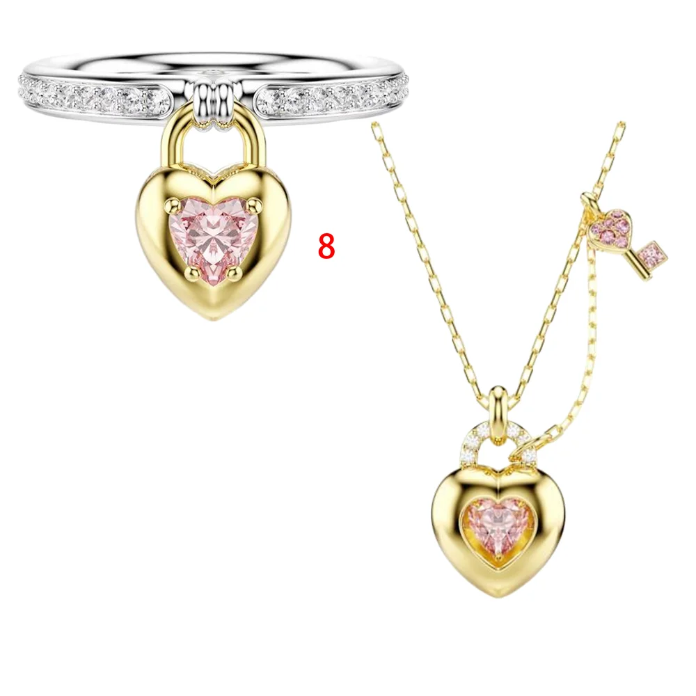 S&S Vintage Copper Zircon Jewellery Combo Set | Bee, Heart & Lock