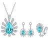 Gemfiori High Quality 925 Silver Rhodium Plated Romantic Bridal Jewelry Set with Lab Grown Paraiba Rings for Women Engagement Gift
