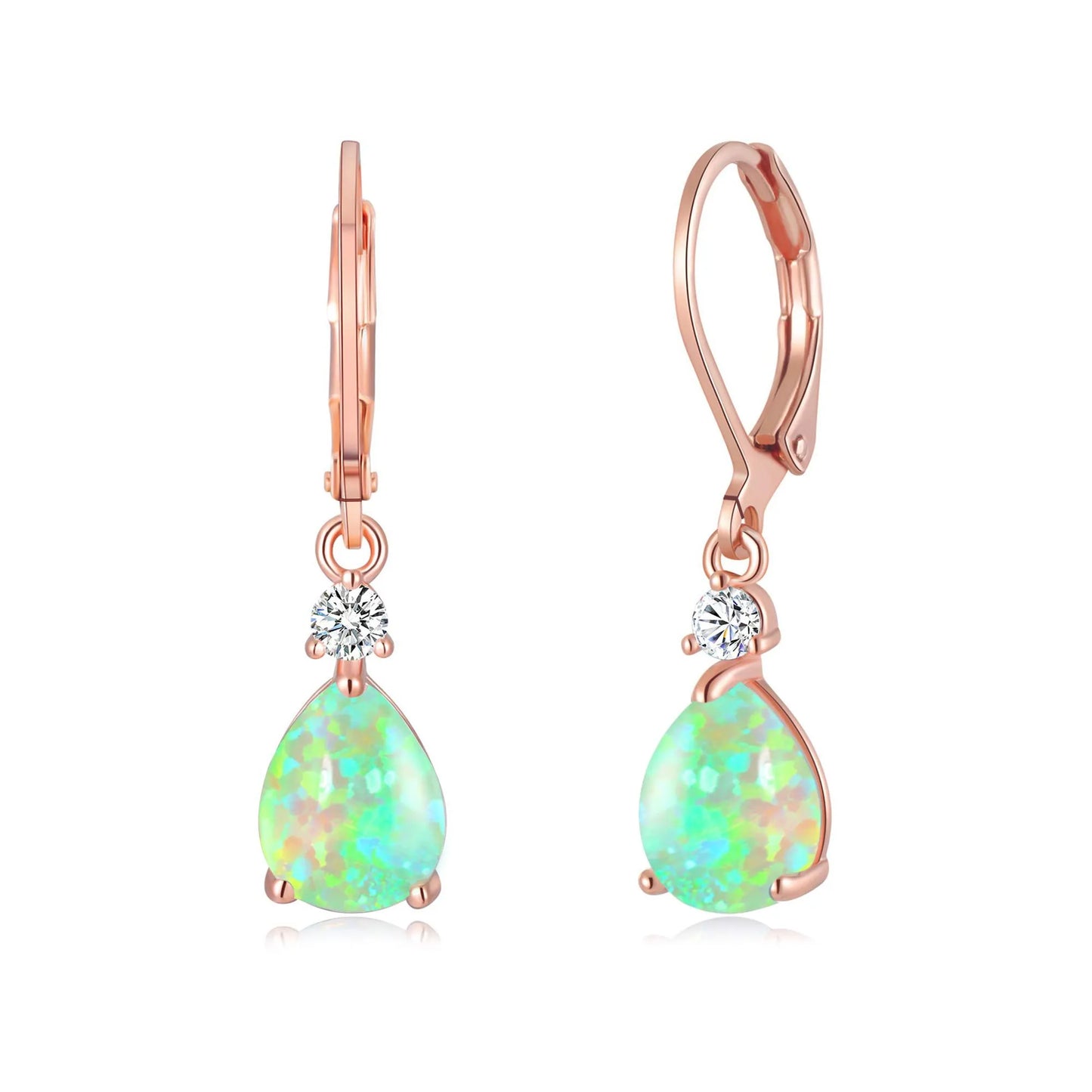 Bohemia Christian Style Silver Plated Brass Water Drop Single White Opal Gift Earrings for Women