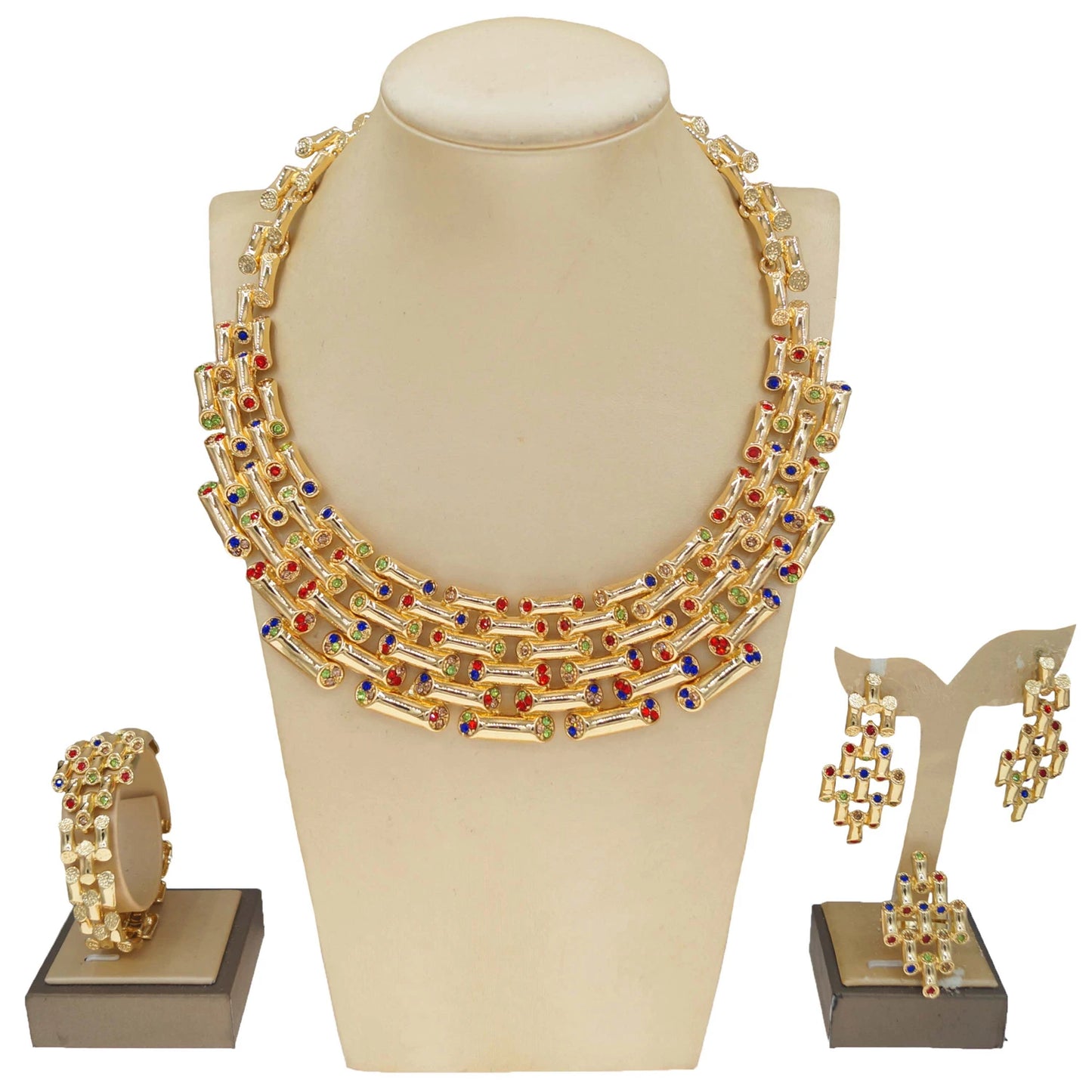 Zhuerrui Hot Selling Luxury Exquisite Jewelry Set Unique Personality Bamboo Chain Italian Engagement Ring Wedding JewelryH00777