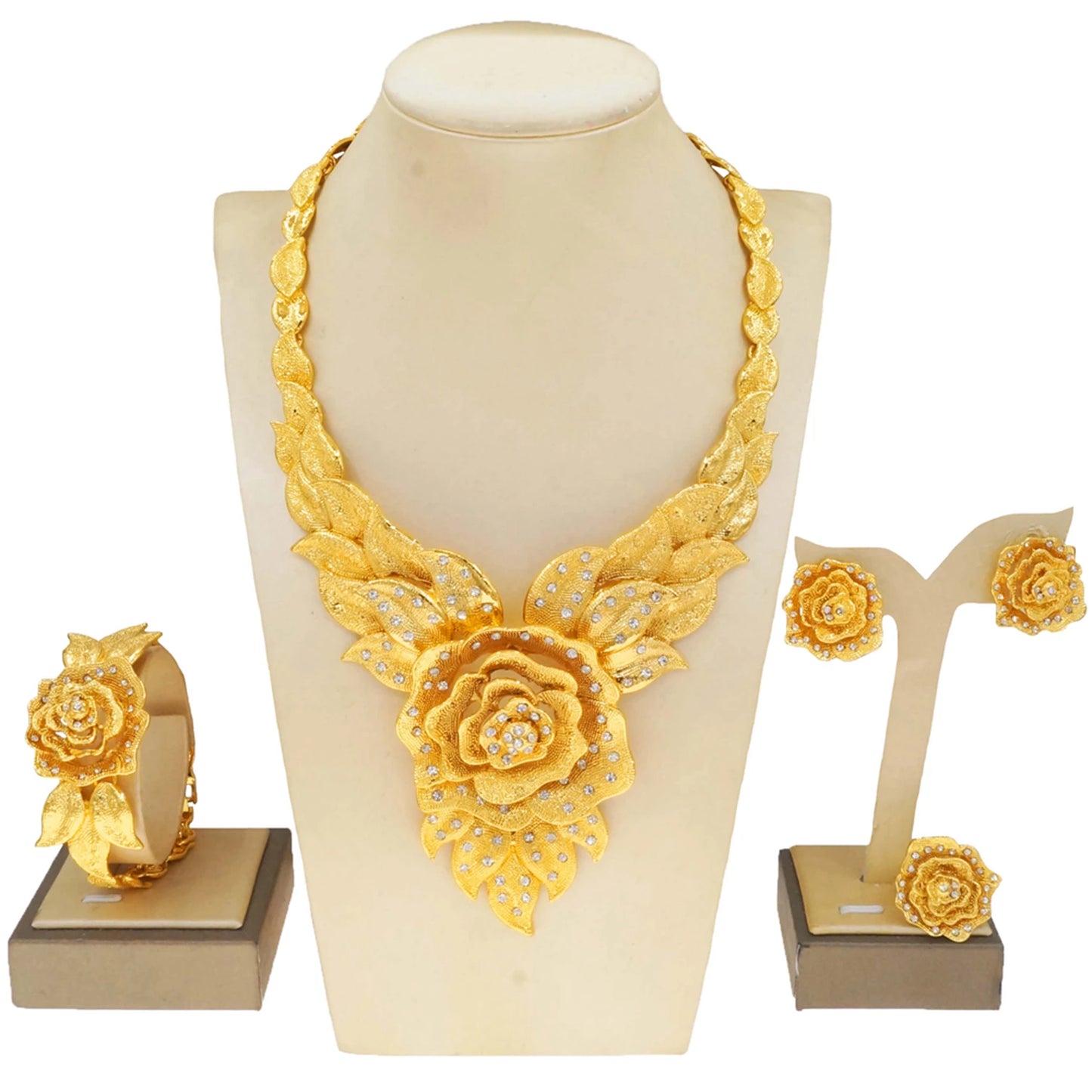 Zhuerrui High Quality Bridal Good Jewelry Set Fashion Rose Bead Necklace Jewelry Sets Simple Woman Festival Gifts DH2310025