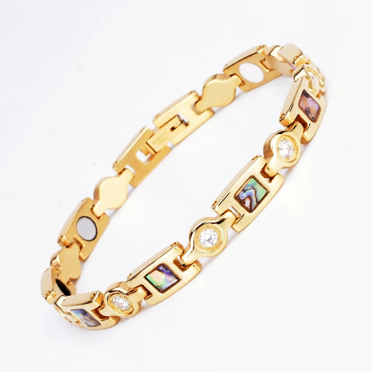 NewLife - Magnetic 18K Gold-Tone Geometric Link Bracelet