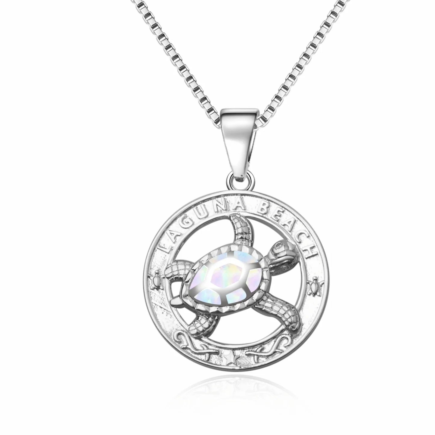 Vintage Animal TikTok INS Wind Hawaii Beach Explosion Copper Alloy Opal Turtle Pendant Necklace Women's Wholesale Inlaid Charms