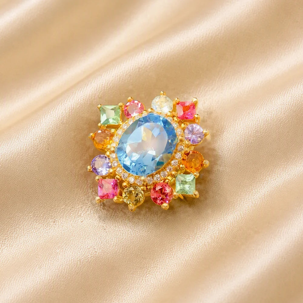 Gioiellieri Natural Swiss Blue Topaz Ring 925 Sterling Silver, Oval Cut Blue Topaz Ring, High Polish Fine Jewelry for Women