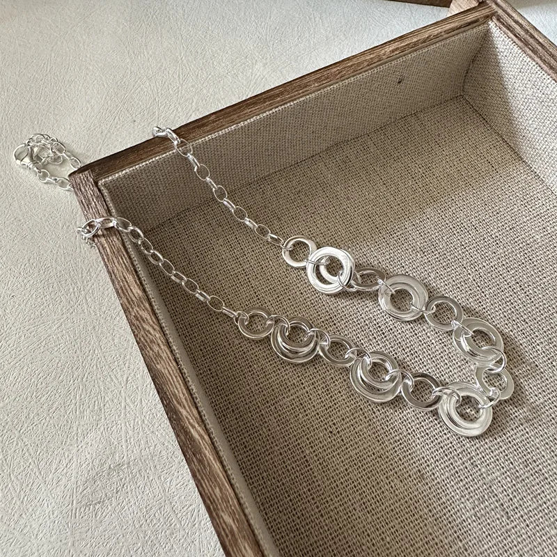 S&S 925 Sterling Silver Hoop Link Necklace & Bracelet Set – Collection