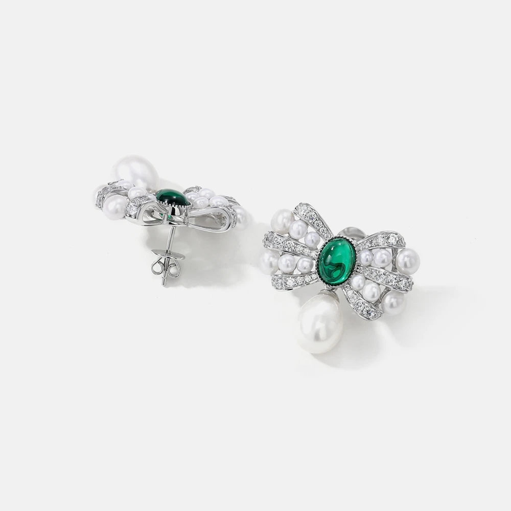 MUSHAN Jewelry Factory S925 Natural Pearl Stud Earrings Light Luxury and High End Bow Ear Accessory Cross Border Bestseller