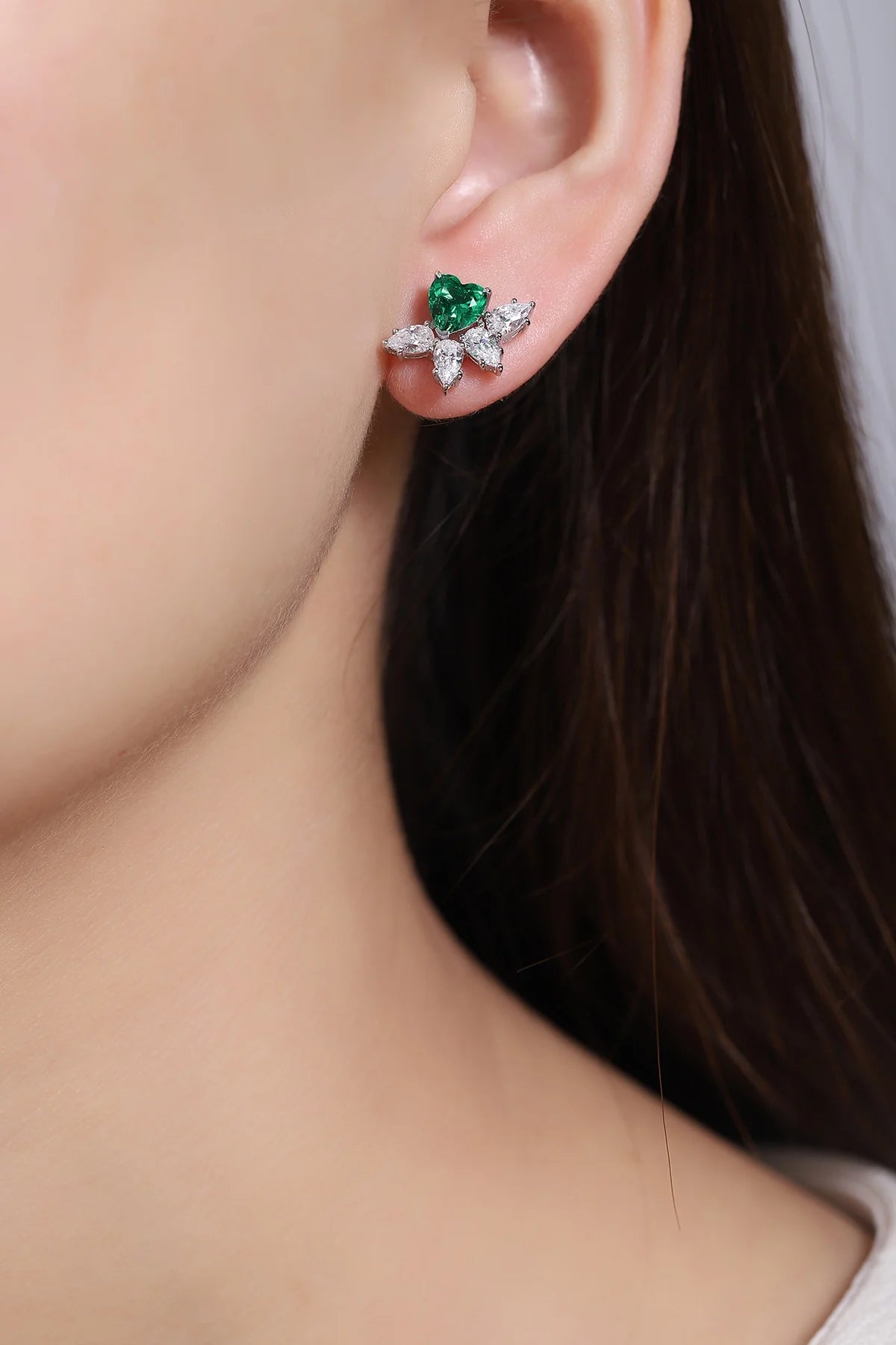 Gemfiori Anster High Quality S925 Lab Grown Emerald Earring Stud Dainty Gemstone Stud Earrings for Women Daily Wear Gift
