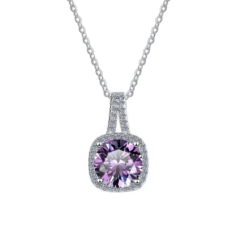 925 Sterling Silver 18K Gold Plated Luxury Pendant with Prong Set Loose Moissanite 1-2 CT Brilliant Cut Women's Wedding Gift