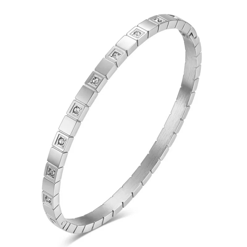 Classic womens accessories inlaid with colorful zircon stainless steel jewelry 18K gold-plated Indian bracelet