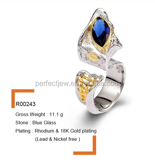 Bangkok Fashion 925 Sterling Silver Gold Plated Ring Jewelry