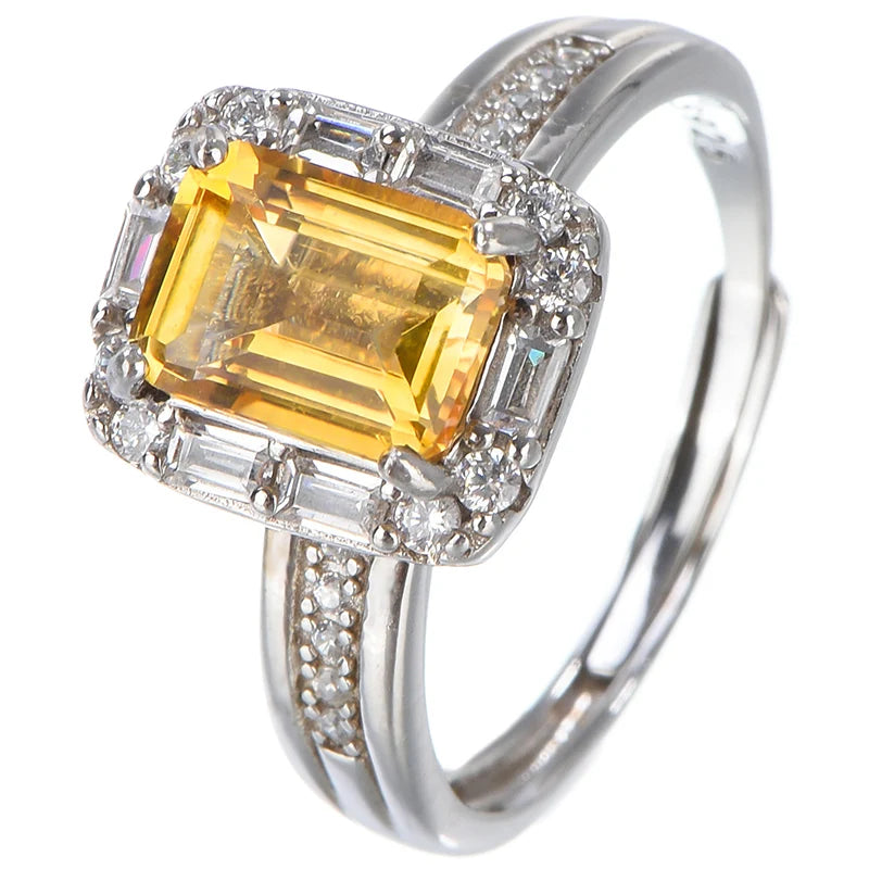 Gioiellieri Hot Selling Natural Crystal Baguette Cut Silver 925 Luxury Rhodium Plated Prong Setting Third Party Certified Ring Women's