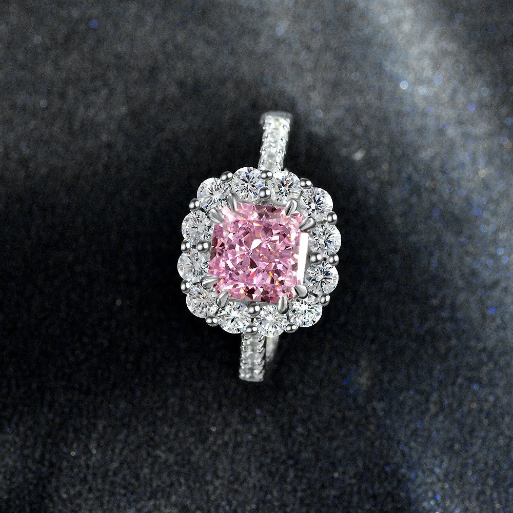 Silverelli | 925 Silver 1.5ct Ice Flower Cut High Carbon Diamond Open Ring | 7×7mm | Resizable | 7 Colours
